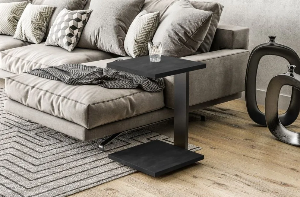 Stolik kawowy SATURN 40x40 beton ciemny kwadratowy I sklep meblowy MIRAT. styl LOFT