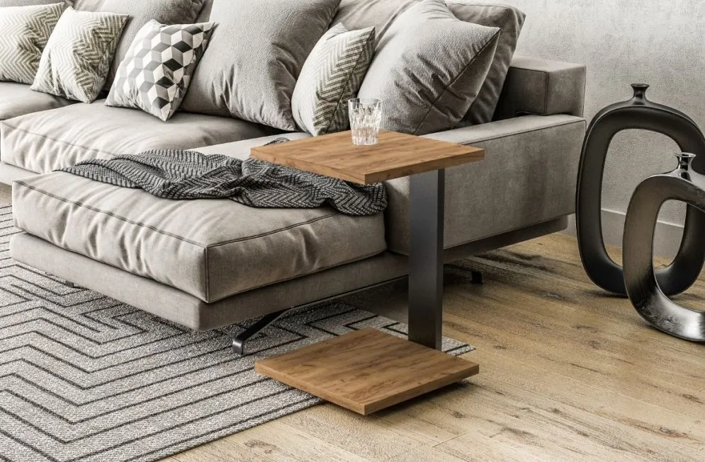 Stolik kawowy SATURN 40x40 dąb złoty craft do salonu I sklep meblowy MIRAT. styl LOFT