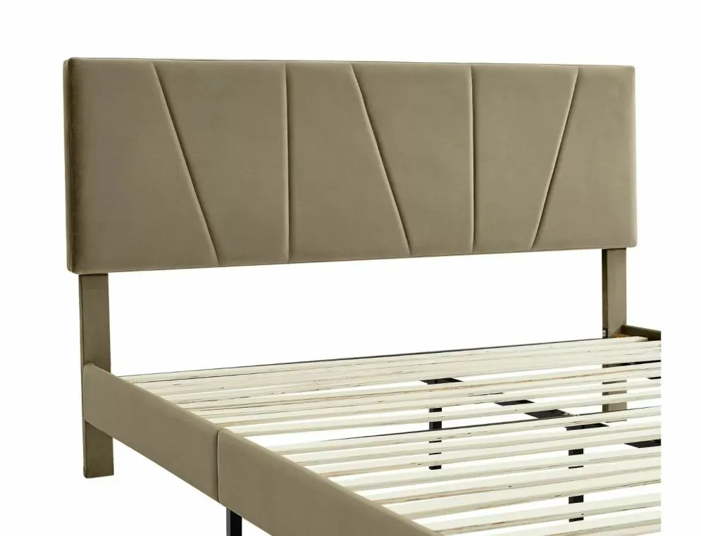 Łóżko tapicerowane SAVANA VELVET 140x200 beżowe w stylu glamour I sklep meblowy MIRAT. styl GLAMOUR