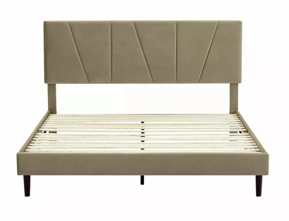 Łóżko tapicerowane SAVANA VELVET 140x200 beżowe w stylu glamour I sklep meblowy MIRAT. styl GLAMOUR