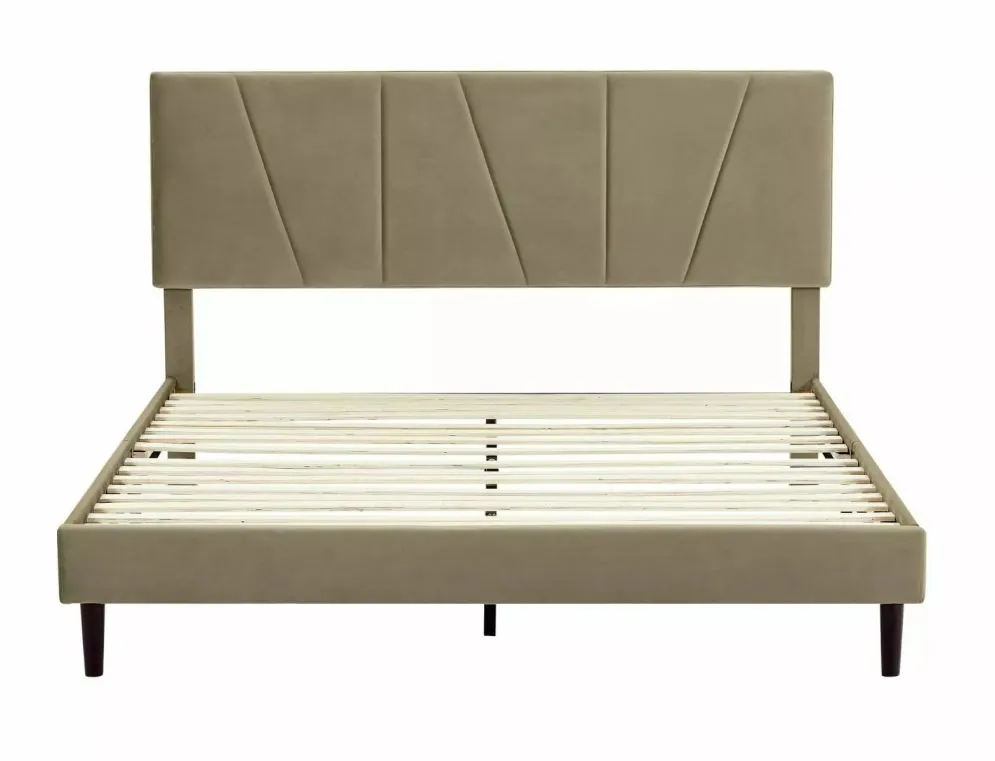 Łóżko tapicerowane SAVANA VELVET 160x200 beżowe w stylu glamour I sklep meblowy MIRAT. styl GLAMOUR