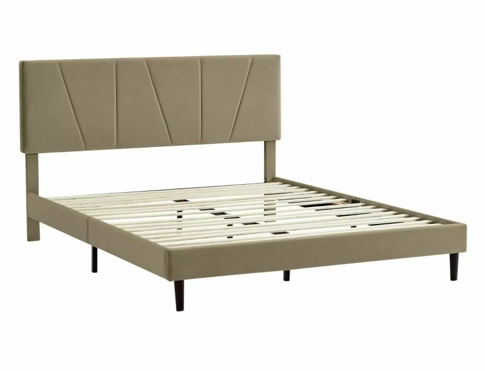 Łóżko tapicerowane SAVANA VELVET 140x200 beżowe w stylu glamour I sklep meblowy MIRAT. styl GLAMOUR