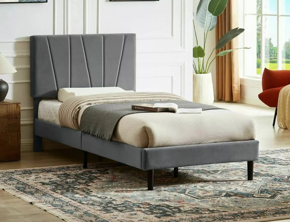 Łóżko tapicerowane SAVANA VELVET 90x200 szare welurowe I sklep meblowy MIRAT. styl GLAMOUR