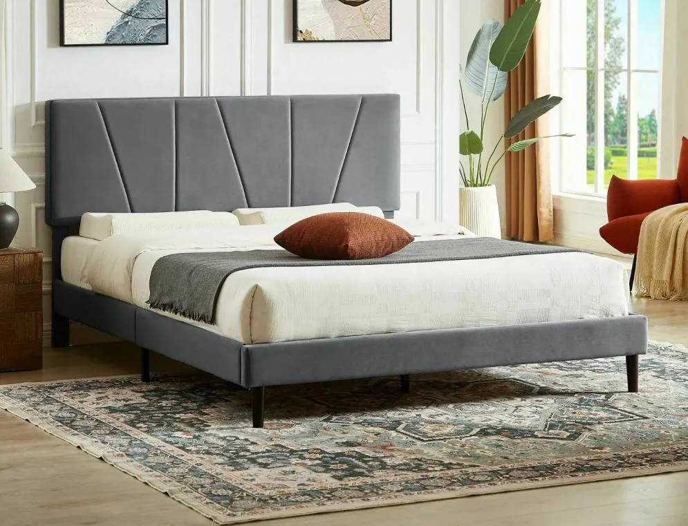 Łóżko tapicerowane SAVANA VELVET 120x200 szare do sypialni I sklep meblowy MIRAT. styl GLAMOUR