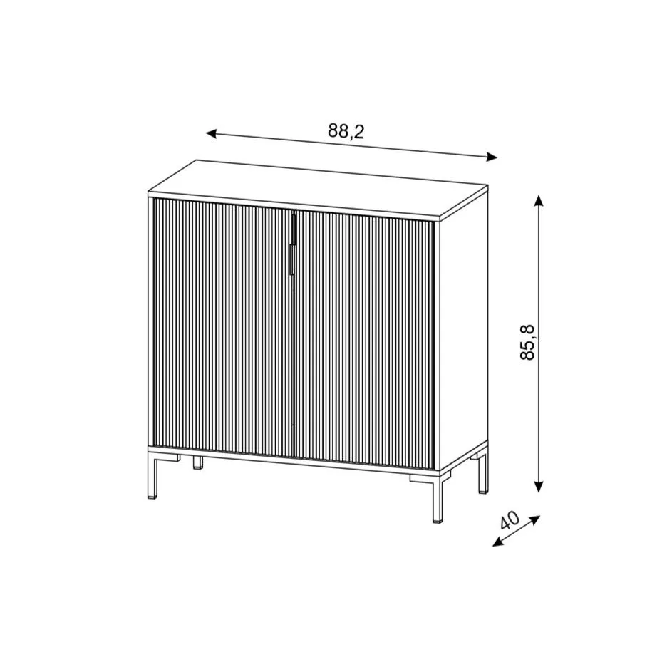 Komoda FLINN 2D 88 czarna mat dwudrzwiowa I sklep meblowy MIRAT. styl GLAMOUR, LOFT