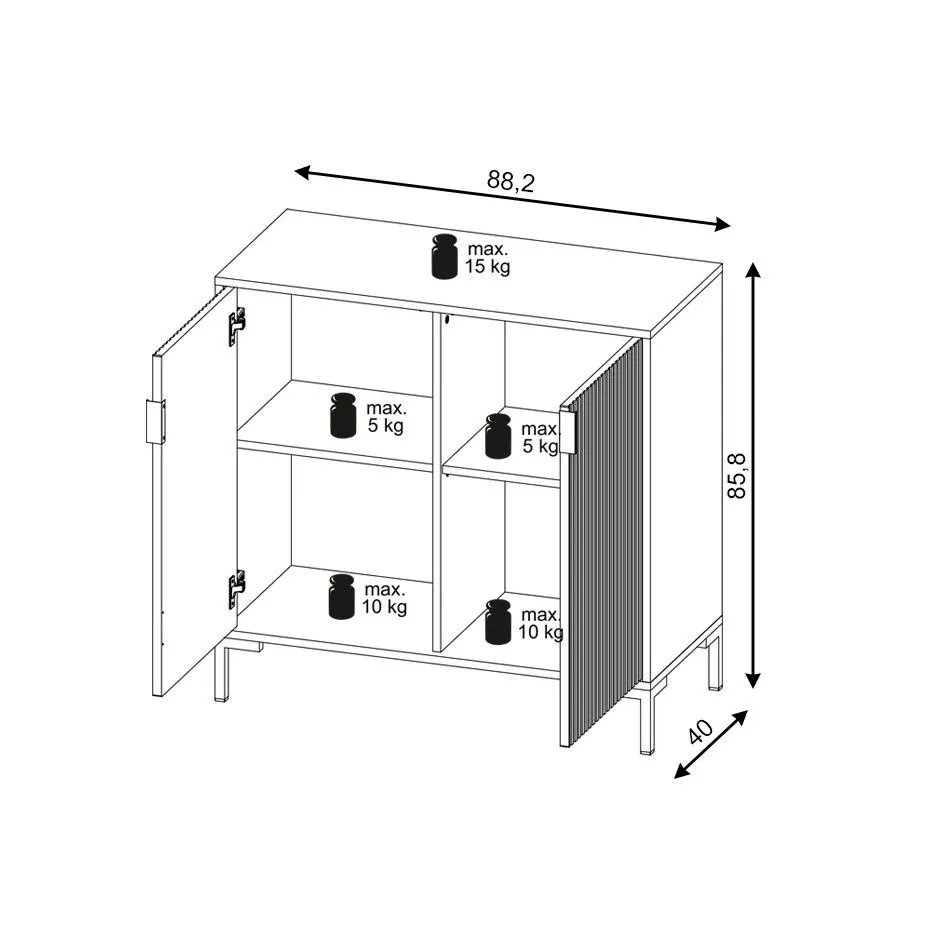 Komoda FLINN 2D 88 czarna mat dwudrzwiowa I sklep meblowy MIRAT. styl GLAMOUR, LOFT