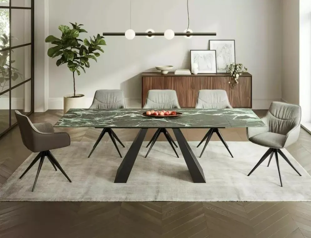 Stół rozkładany SALVADORE CERAMIC 160(240)x90 morski verde alpi z ceramiczym blatem I sklep meblowy MIRAT. styl GLAMOUR, LOFT