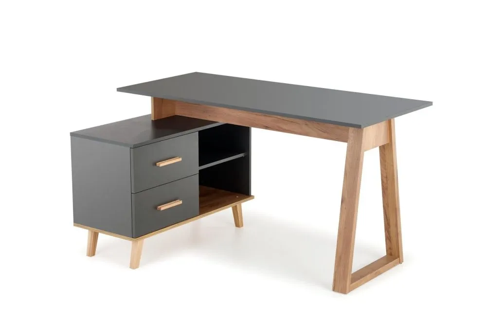 Biurko regulowane SERGIO XL antracyt/dąb z szafką | MIRAT. w stylu LOFT kolekcja