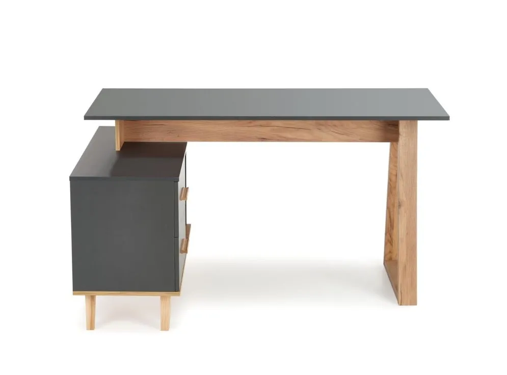 Biurko regulowane SERGIO XL antracyt/dąb z szafką | MIRAT. w stylu LOFT kolekcja