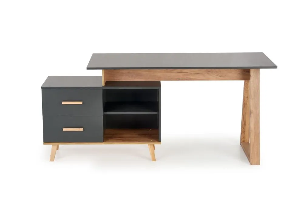 Biurko regulowane SERGIO XL antracyt/dąb z szafką | MIRAT. w stylu LOFT kolekcja