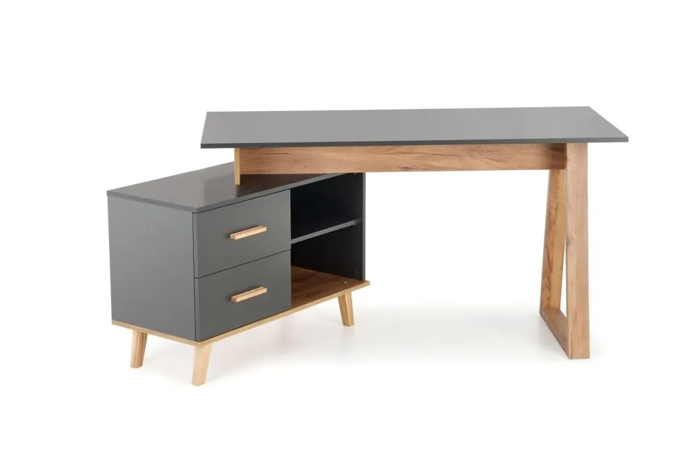 Biurko regulowane SERGIO XL antracyt/dąb z szafką | MIRAT. w stylu LOFT kolekcja
