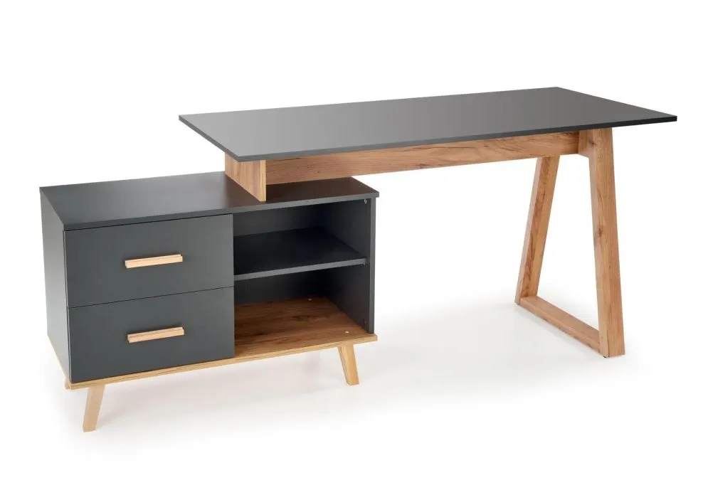 Biurko regulowane SERGIO XL antracyt/dąb z szafką | MIRAT. w stylu LOFT kolekcja