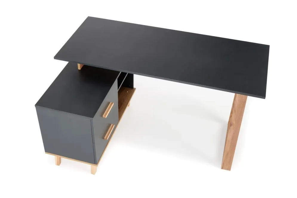 Biurko regulowane SERGIO XL antracyt/dąb z szafką | MIRAT. w stylu LOFT kolekcja