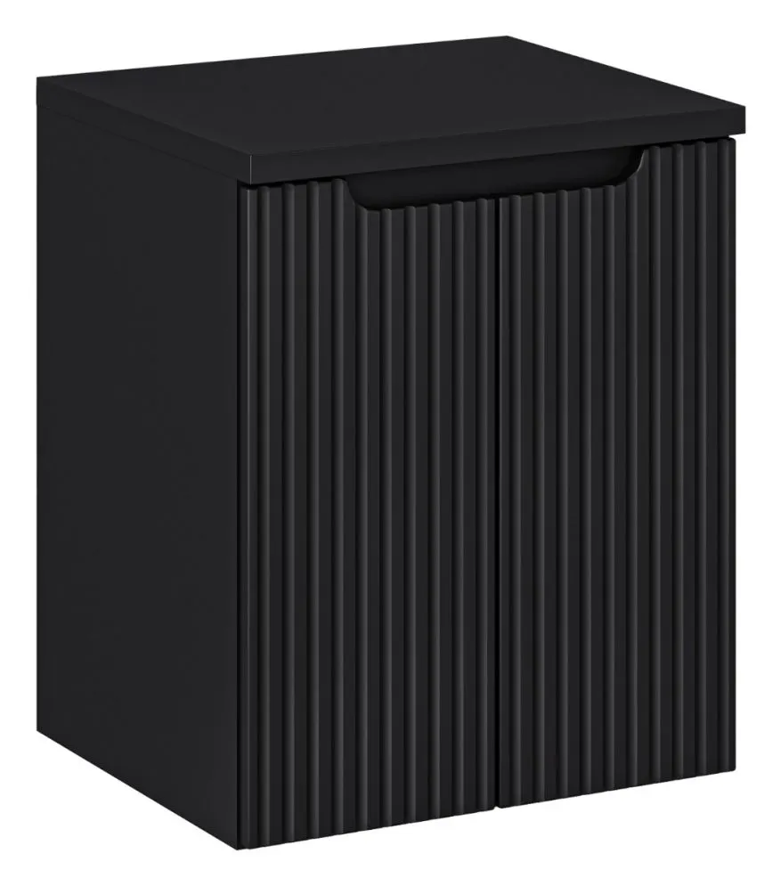 Szafka pod umywalkę NOVA BLACK 82-50-2D 50cm dwudrzwiowa czarna I sklep meblowy MIRAT. styl RYFLOWANY