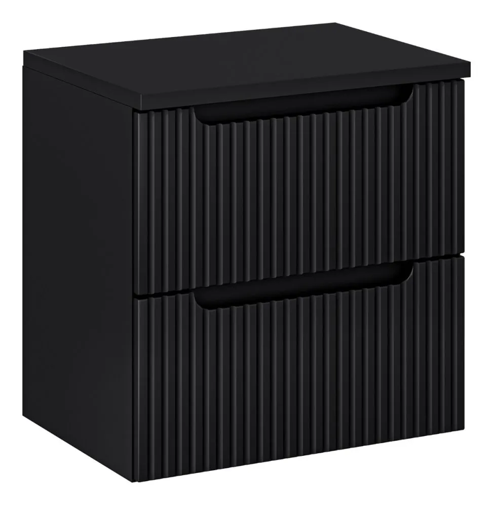 Szafka pod umywalkę NOVA BLACK 82-60-2S 60cm czarna do łazienki I sklep meblowy MIRAT. styl RYFLOWANY