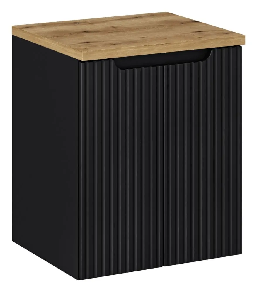 Szafka pod umywalkę NOVA BLACK 82-50-2D 50cm dwudrzwiowa czarna I sklep meblowy MIRAT. styl RYFLOWANY