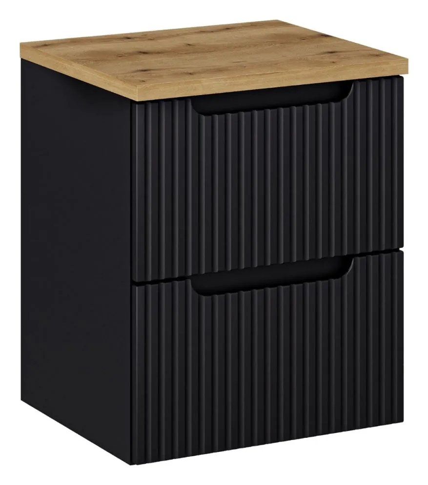 Szafka pod umywalkę NOVA BLACK 82-50-2S 50cm czarna z szufladami I sklep meblowy MIRAT. styl RYFLOWANY