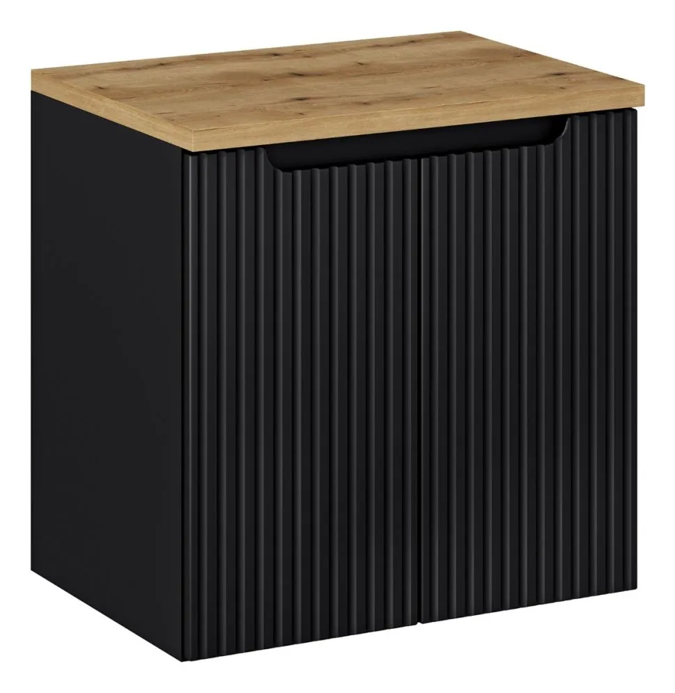 Szafka pod umywalkę NOVA BLACK 82-60-2D 60cm czarna dwudrzwiowa I sklep meblowy MIRAT. styl RYFLOWANY