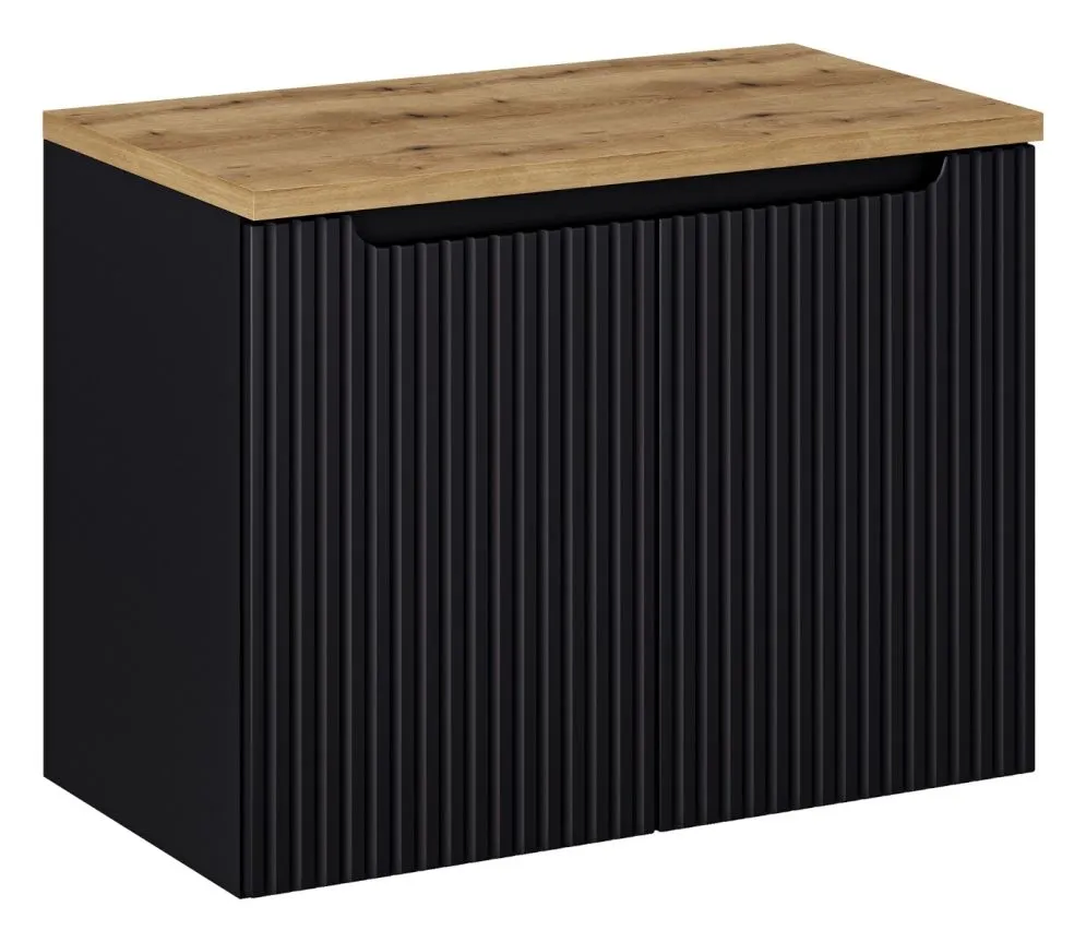 Szafka pod umywalkę NOVA BLACK 82-80-2D 80cm czarna ryflowana I sklep meblowy MIRAT. styl RYFLOWANY