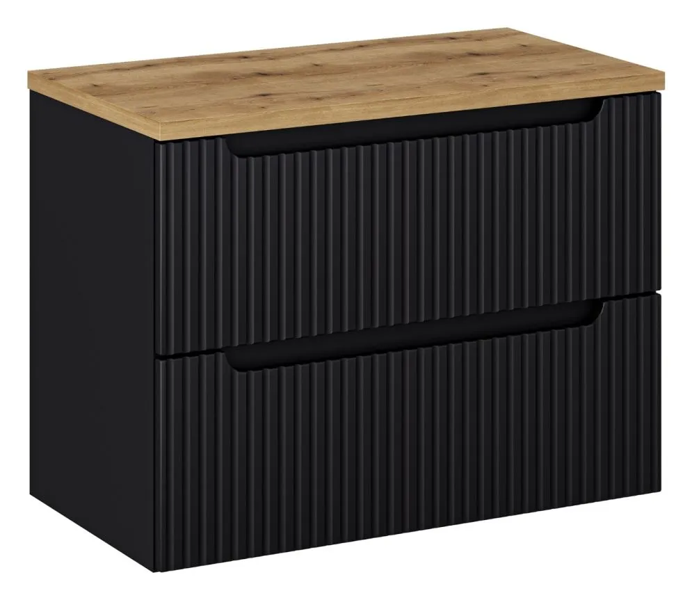 Szafka pod umywalkę NOVA BLACK 82-80-2S 80cm czarna nowoczesna I sklep meblowy MIRAT. styl RYFLOWANY