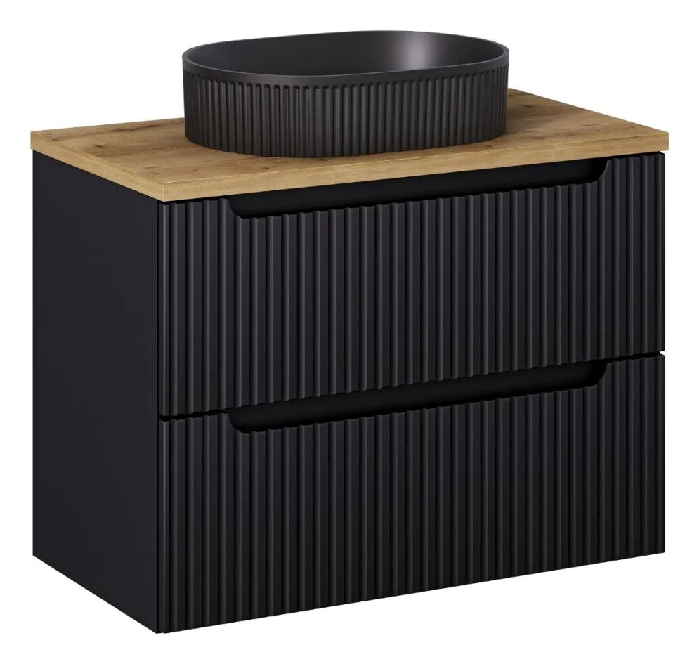 Szafka pod umywalkę NOVA BLACK 82-80-2S 80cm czarna nowoczesna I sklep meblowy MIRAT. styl RYFLOWANY
