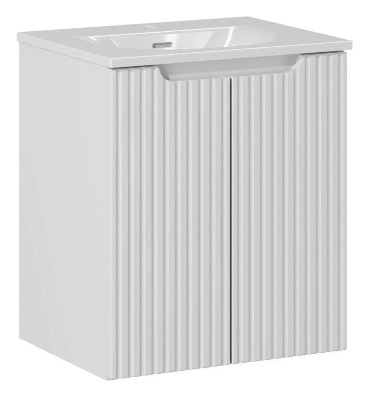 Szafka pod umywalkę NOVA WHITE 82-50-2D 50cm biała ryflowane fronty I sklep meblowy MIRAT. styl RYFLOWANY