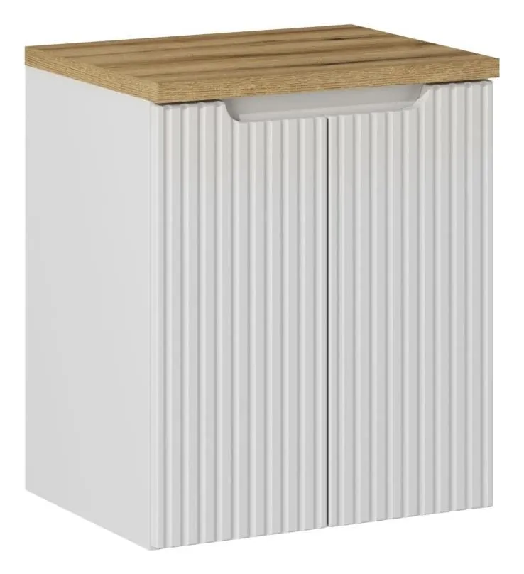 Szafka pod umywalkę NOVA WHITE 82-50-2D 50cm biała ryflowane fronty I sklep meblowy MIRAT. styl RYFLOWANY