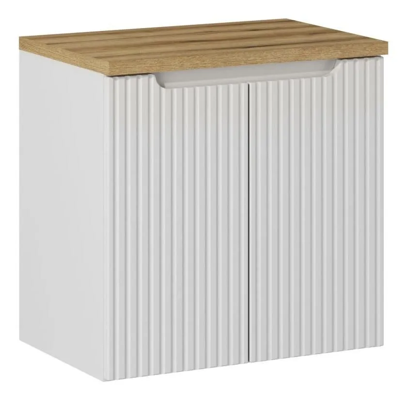 Szafka pod umywalkę NOVA WHITE 82-60-2D 60cm biała ryflowane fronty I sklep meblowy MIRAT. styl RYFLOWANY