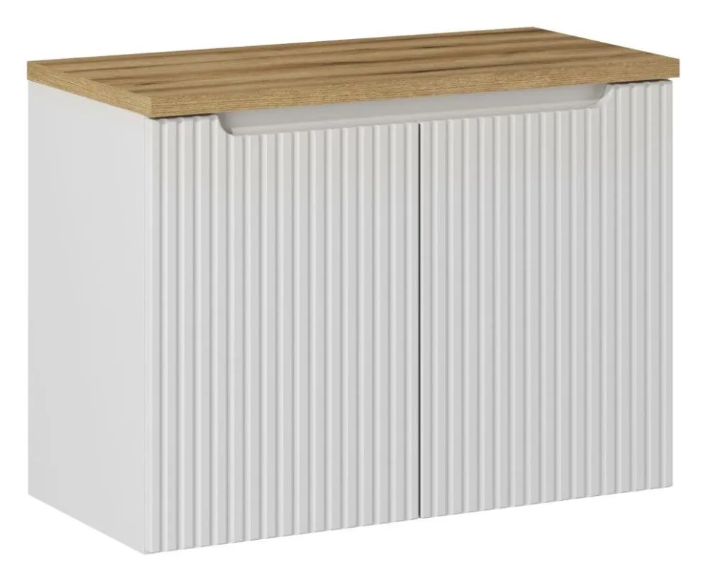 Szafka pod umywalkę NOVA WHITE 82-80-2D 80cm biała wisząca I sklep meblowy MIRAT. styl RYFLOWANY