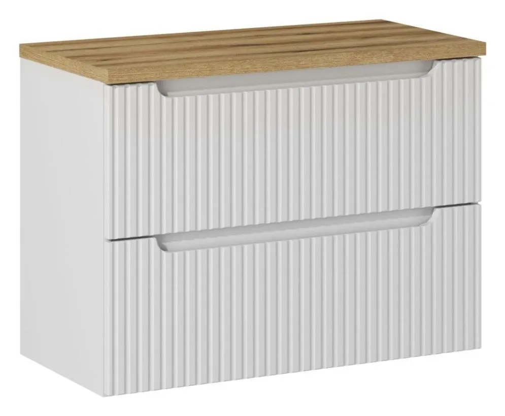 Szafka pod umywalkę NOVA WHITE 82-80-2S 80cm biała ryflowana I sklep meblowy MIRAT. styl RYFLOWANY