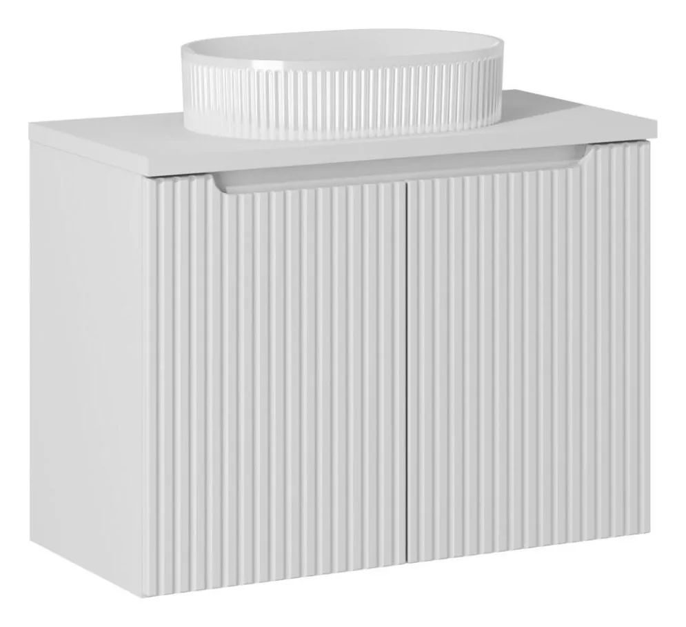 Szafka pod umywalkę NOVA WHITE 82-80-2D 80cm biała wisząca I sklep meblowy MIRAT. styl RYFLOWANY