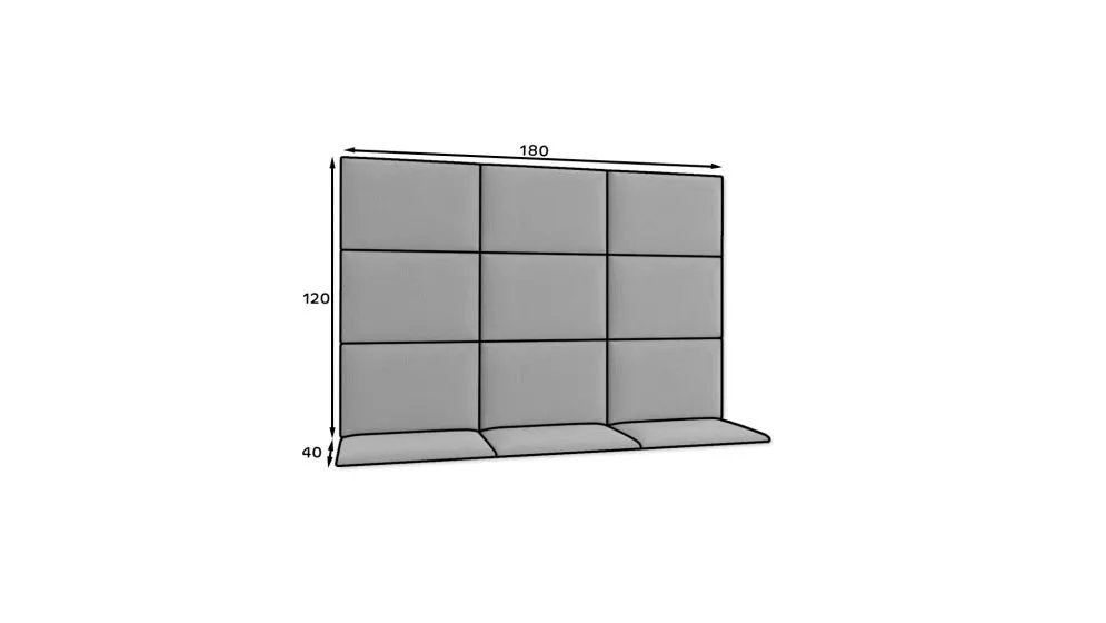 Zestaw 12 paneli tapicerowanych SQUARE 180x120 ciemnoszary do sypialni I sklep meblowy MIRAT.