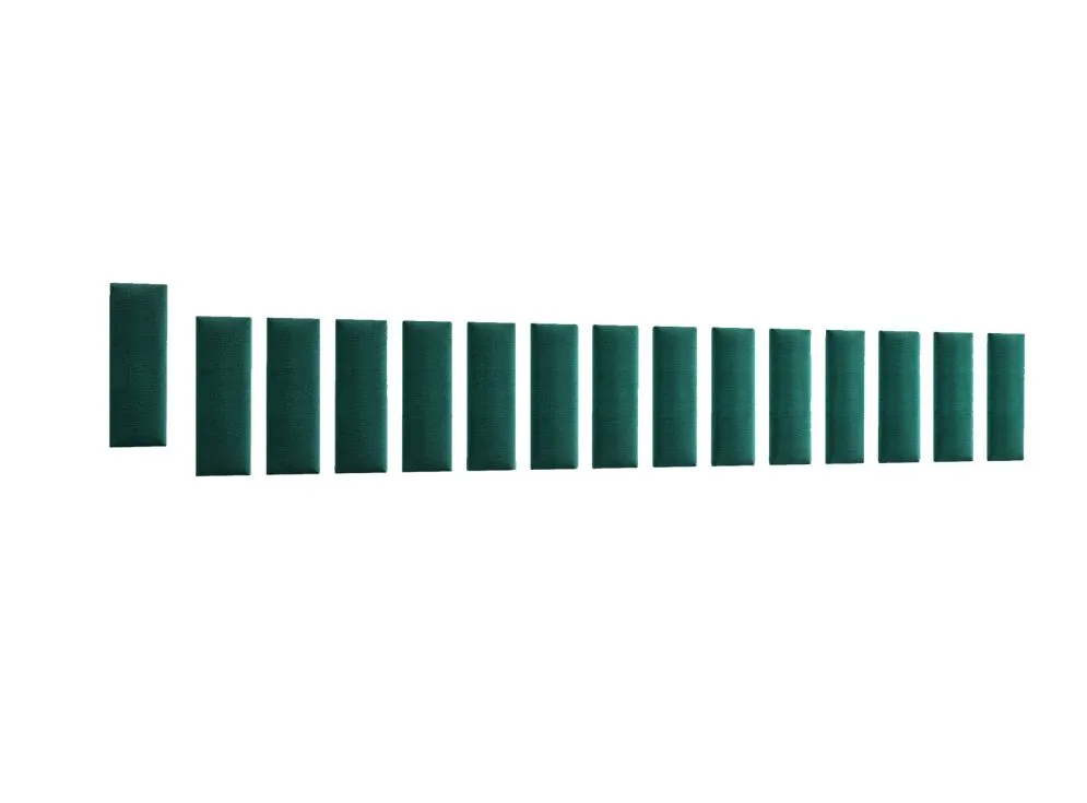 Zestaw 15 welurowych paneli tapicerowanych SQUARE 210x60 zielony I sklep meblowy MIRAT.