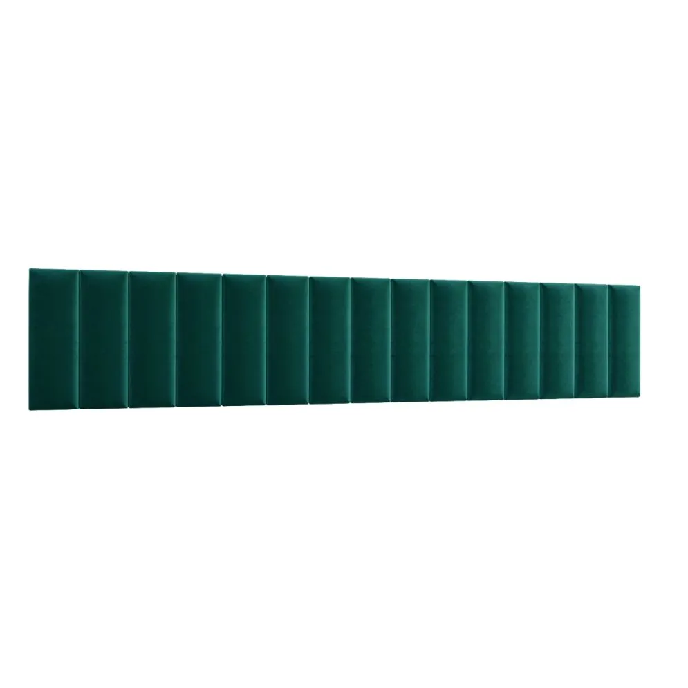 Zestaw 15 welurowych paneli tapicerowanych SQUARE 210x60 zielony I sklep meblowy MIRAT.