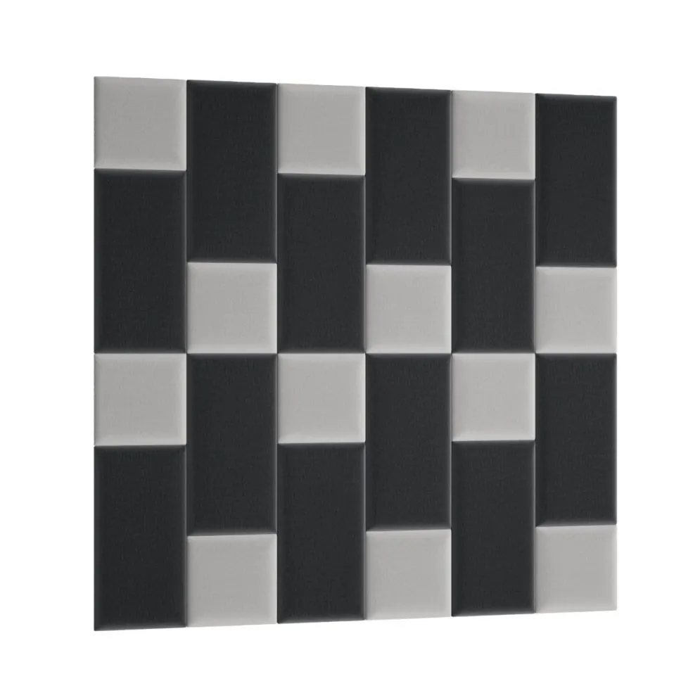 Zestaw 24 dwukolorowych paneli tapicerowanych SQUARE 180x180 jasnoszary/ciemnoszary I sklep meblowy MIRAT.