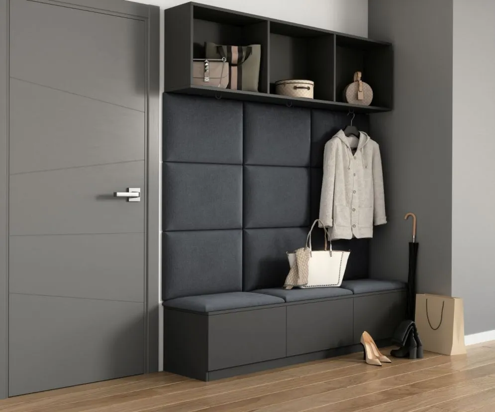 Zestaw 12 paneli tapicerowanych SQUARE 180x120 ciemnoszary do sypialni I sklep meblowy MIRAT.