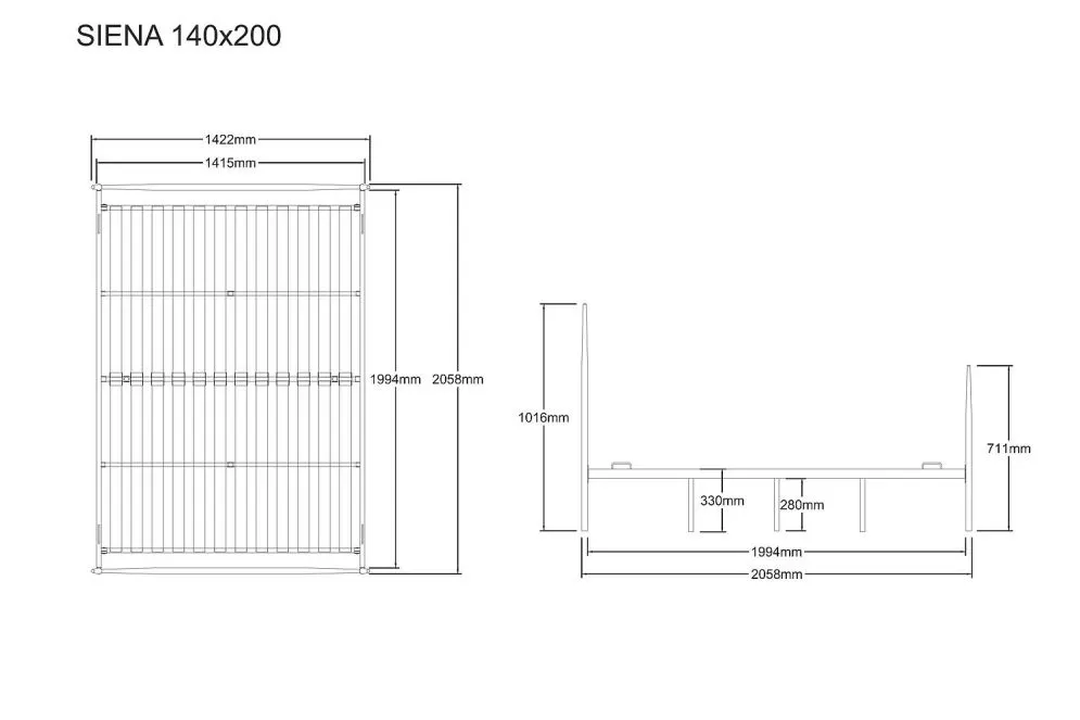 Łóżko metalowe SIENA 140x200 białe dwuosobowe I sklep meblowy MIRAT.
