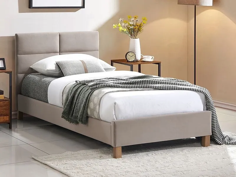 Łóżko tapicerowane SIERRA VELVET 90x200 beżowe aksamitne I sklep meblowy MIRAT. styl GLAMOUR