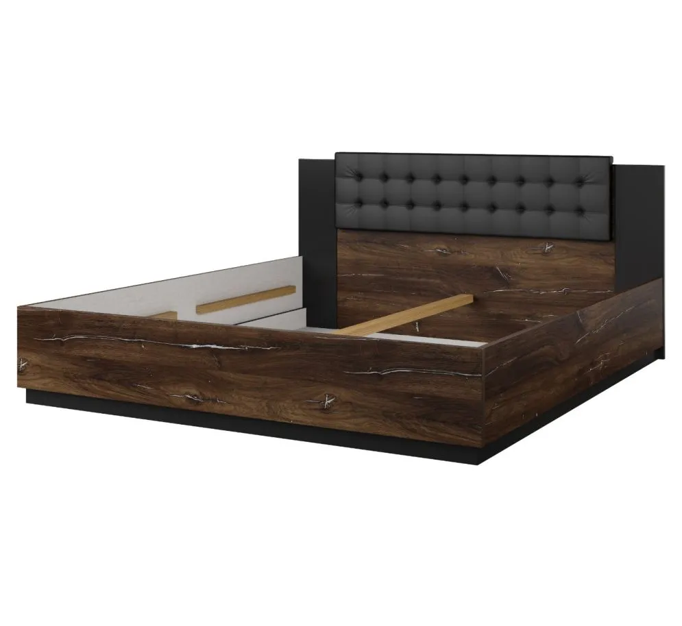 Łóżko SIGMA 180x200 dąb flagstaff srebrny/czarny mat z pojemnikiem I sklep meblowy MIRAT. styl LOFT, SKANDYNAWSKI