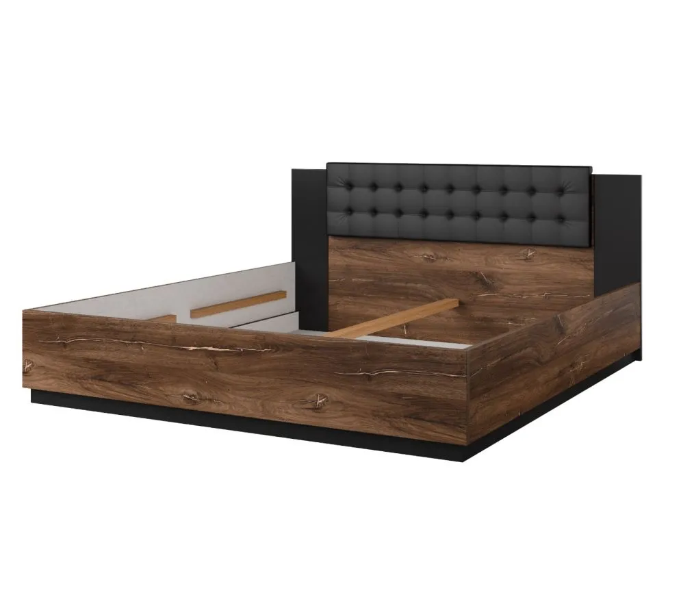 Łóżko SIGMA 180x200 dąb flagstaff miedziany/czarny mat z zagłówkiem I sklep meblowy MIRAT. styl LOFT, SKANDYNAWSKI