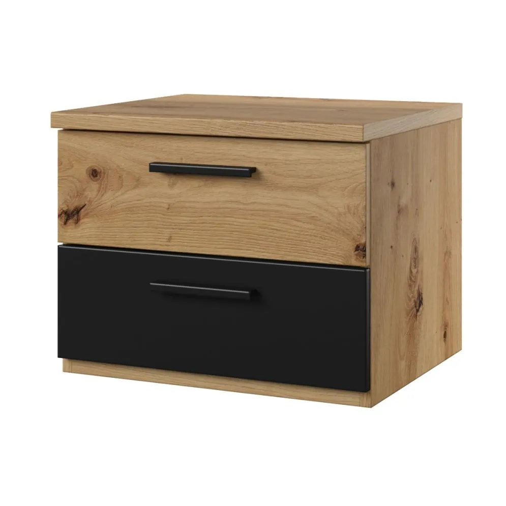 Szafka nocna SIGMA 2S dąb artisan/czarny mat loft I sklep meblowy MIRAT. styl LOFT