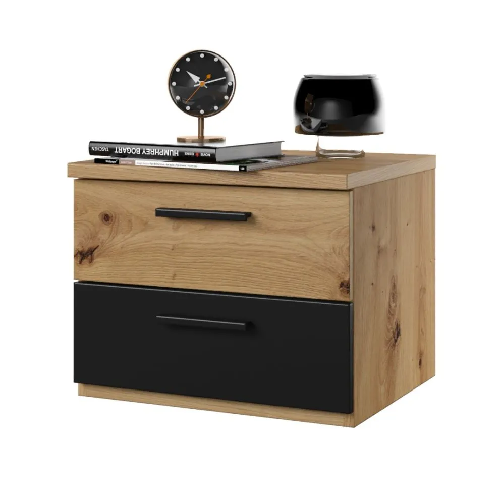 Szafka nocna SIGMA 2S dąb artisan/czarny mat loft I sklep meblowy MIRAT. styl LOFT