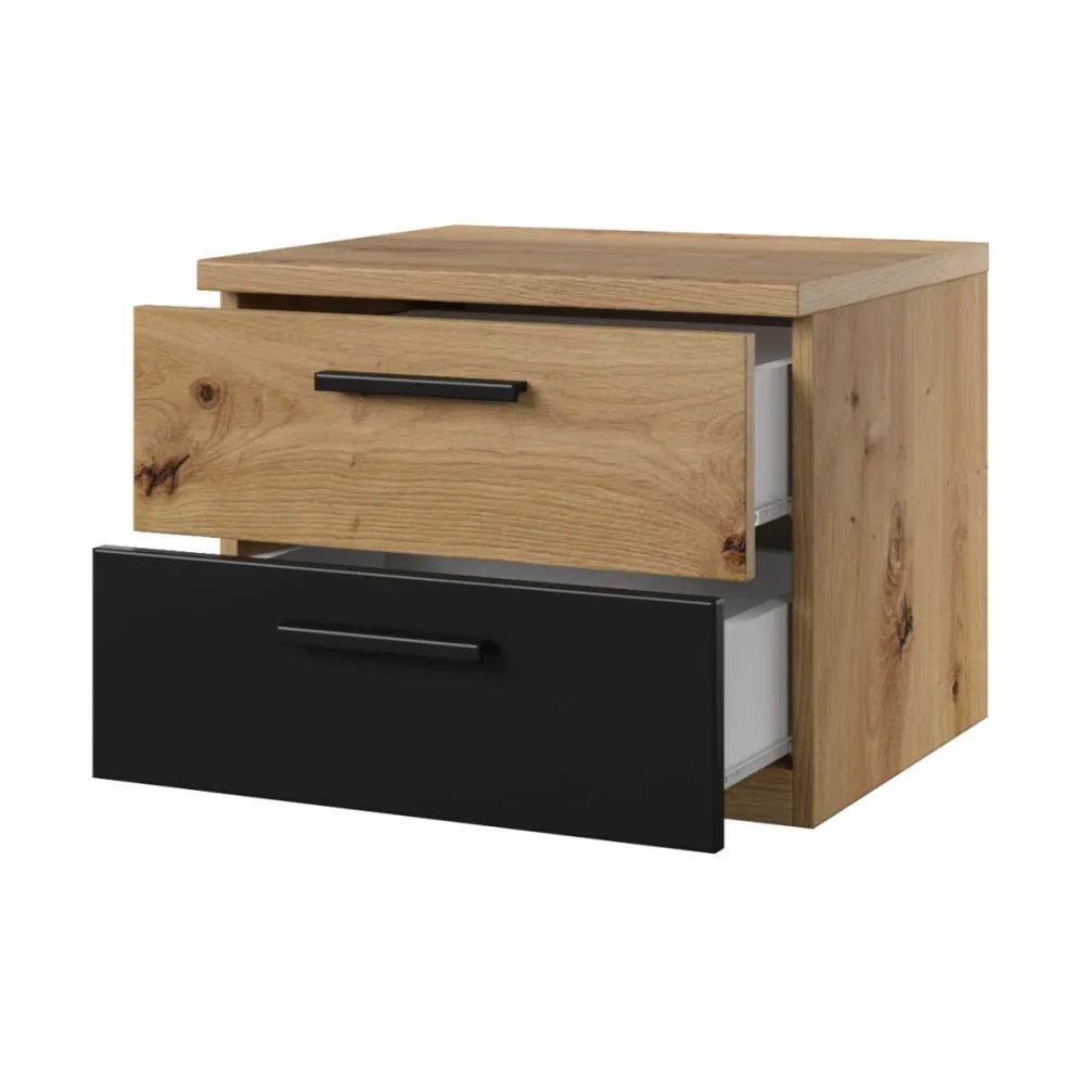 Szafka nocna SIGMA 2S dąb artisan/czarny mat loft I sklep meblowy MIRAT. styl LOFT