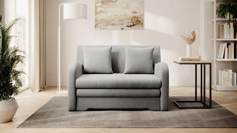 Sofa rozkładana z funkcją spania ARIO jasnoszara z poduszkami I sklep meblowy MIRAT.