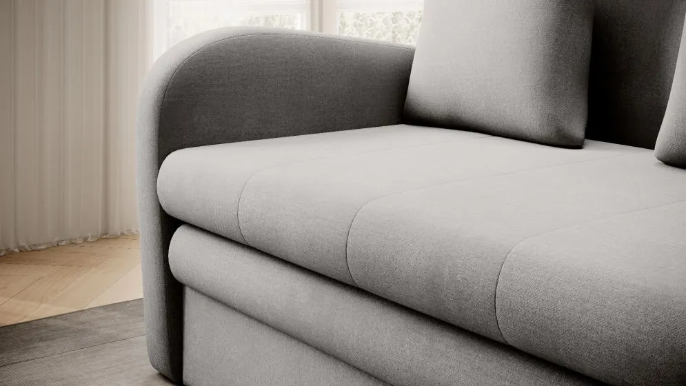 Sofa rozkładana z funkcją spania ARIO jasnoszara z poduszkami I sklep meblowy MIRAT.