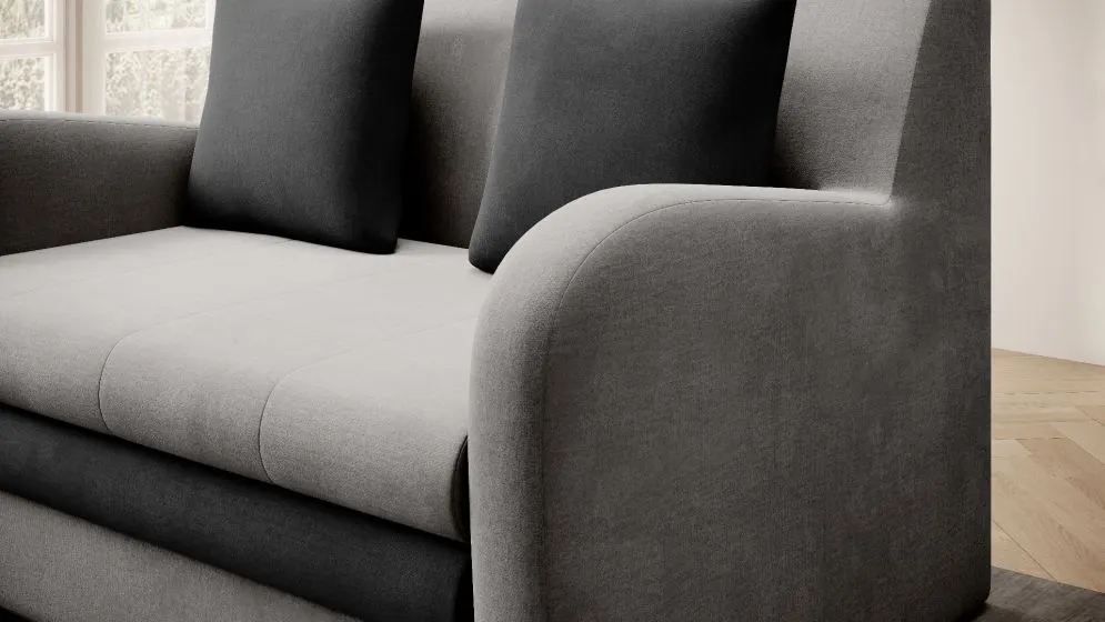 Sofa rozkładana z funkcją spania ARIO jasnoszara/szara z pojemnikiem I sklep meblowy MIRAT.