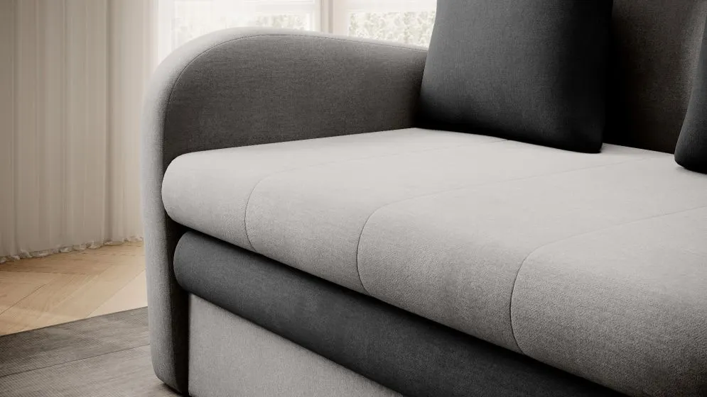 Sofa rozkładana z funkcją spania ARIO jasnoszara/szara z pojemnikiem I sklep meblowy MIRAT.