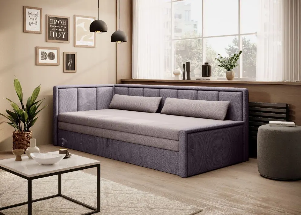 Sofa rozkładana z funkcją spania FULGEO fioletowa/różowa lewa I sklep meblowy MIRAT.