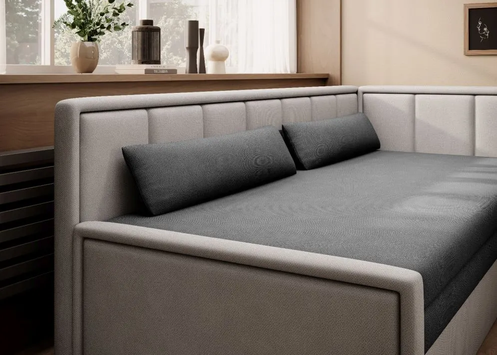 Komfortowa sofa rozkładana z funkcją spania FULGEO jasna szara/szara prawa I sklep meblowy MIRAT. kolekcja FULGEO