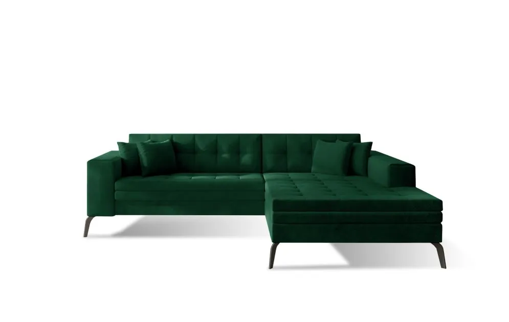 Narożnik z funkcją spania SOLANGE VELVET zielony prawy rozkładany | MIRAT. w stylu GLAMOUR kolekcja